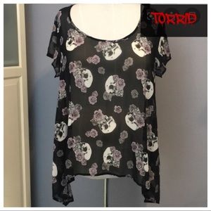 TORRID Rose and Skull Sheer Tunic